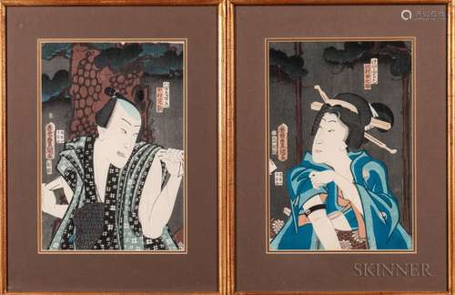 Utagawa Kunisada (Toyokuni III, 1786-1865), Two Woodblock Prints