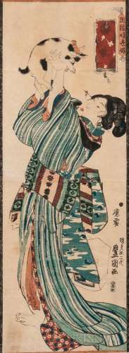 Utagawa Kunisada (Toyokuni III, 1786-1864), Vertical Diptych Woodblock
