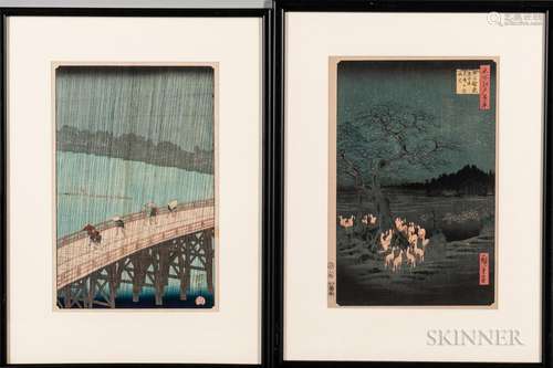 Utagawa Hiroshige (1797-1858), Two Woodblock Prints