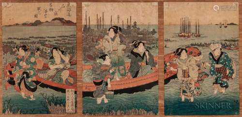 Utagawa Sadatora (fl. 1830-1845), Triptych Woodblock Print