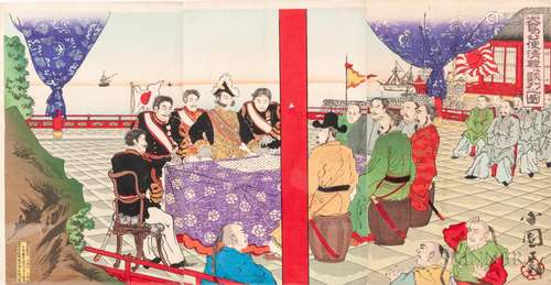 Utagawa Kokunimasa (1874-1944), Triptych Woodblock Print