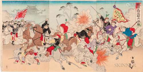 Utagawa Kokunimasa (1874-1944), Triptych Woodblock Print