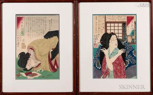 Tsukioka Yoshitoshi (1839-1892), Two Woodblock Prints