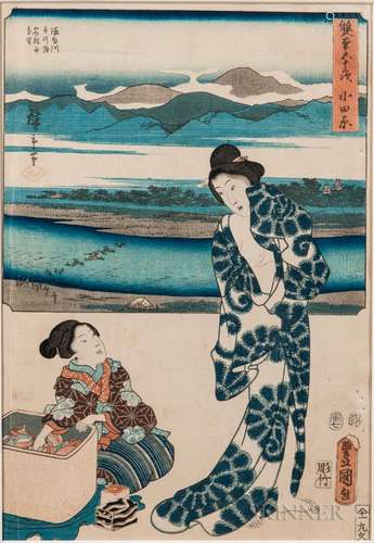 Two Brushes: Utagawa Hiroshige (1797-1858) and Toyokuni III (1786-1865), Woodblock Print