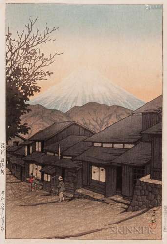 Kawase Hasui (1883-1957), Mt Fuji from Yuimachi at Suruga