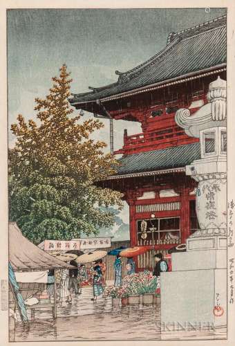 Kawase Hasui (1883-1957), Morning Rain at Asakusa