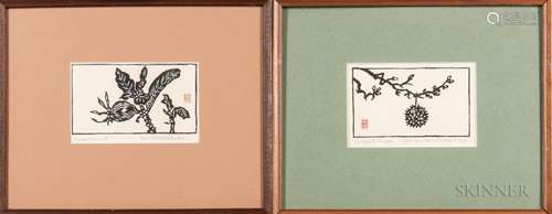 Un-ichi Hiratsuka (1895-1997), Two Ink Woodblock Prints