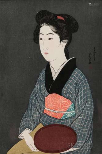 Hashiguchi Goyo (1880-1921), Woman Holding a Tray