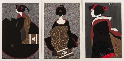 Kiyoshi Saito (1907-1997), Seven Woodblock Prints