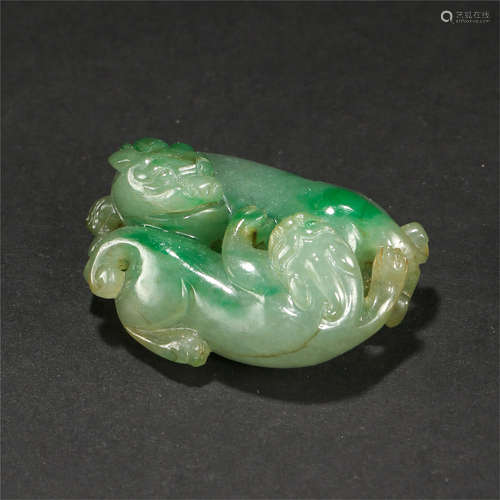 CHINESE JADEITE DOUBLE BEAST TABLE ITEM