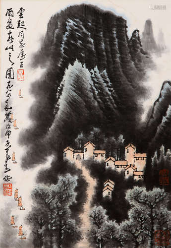 CHINESE SCROLL PAINTING OF MOUNTAIN VIEWS