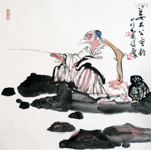 CHINESE SCROLL PAINTING OF FISHER