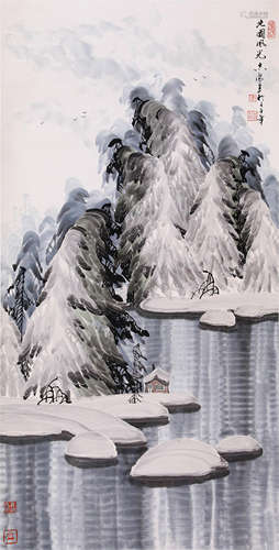 CHINESE SCROLL PAINTING OF MOUNTAIN VIEWS