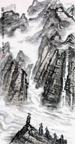 CHINESE SCROLL PAINTING OF MOUNTAIN VIEWS