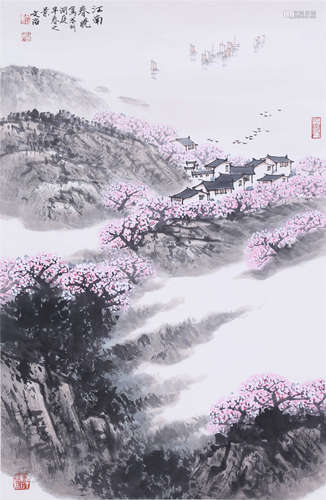 CHINESE SCROLL PAINTING OF BLOSSOMMING IN VALLEY