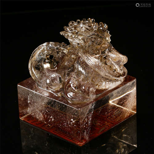 CHINESE ROCK CRYSTAL BEAST OFFICIAL SEAL