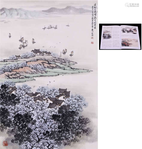 CHINESE SCROLL PAINTING OF LAKEVIEWS WITH PUBLICATION