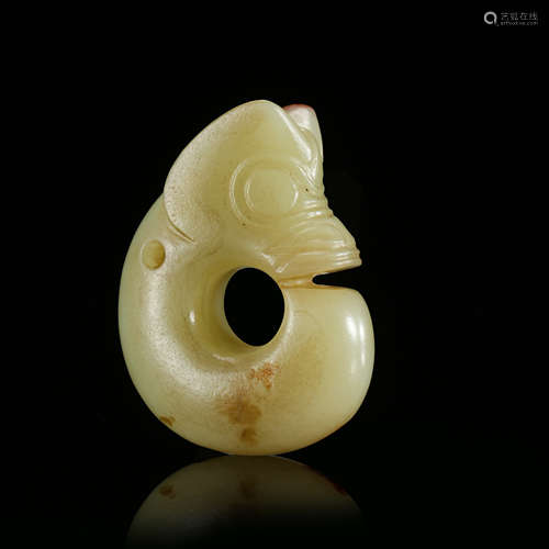 CHINESE YELLOW JADE PIG DRAGON PENDANT