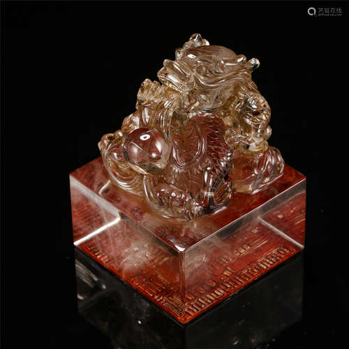 CHINESE ROCK CRYSTAL BEAST SEAL