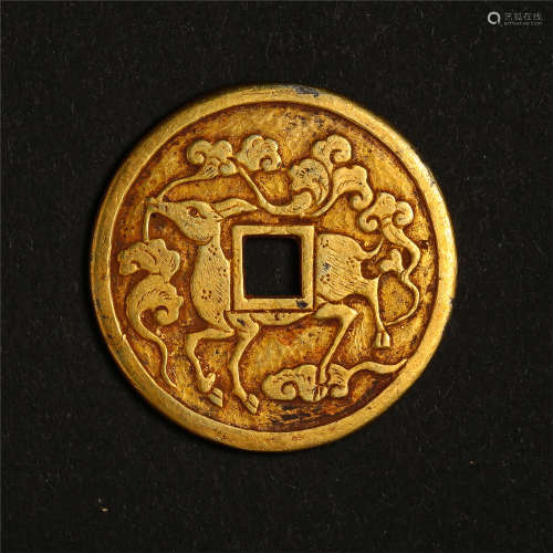 CHINESE PURE GOLD DEER COIN