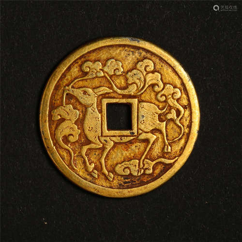 CHINESE PURE GOLD DEER COIN