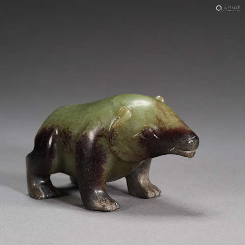 CHINESE CELADON JADE BEAR TABLE ITEM