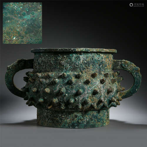 CHINESE ANCIENT BRONZE HANDLE CENSER