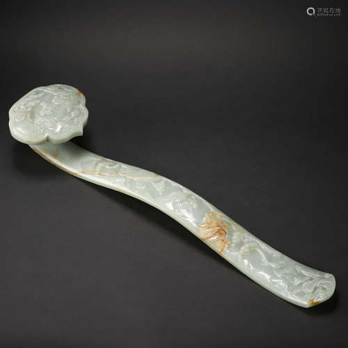 CHINESE GREY JADE RUYI SCEPTER