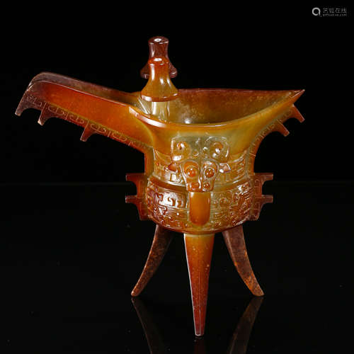 CHINESE ANCIENT JADE JUE CUP