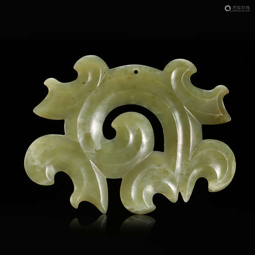 CHINESE YELLOW JADE DRAGON PLAQUE