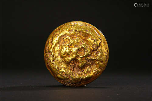 CHINESE GILT BRONZE SYCEE INGOT