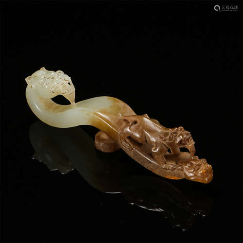 CHINESE NEPHRITE JADE DRAGON BELT HOOK