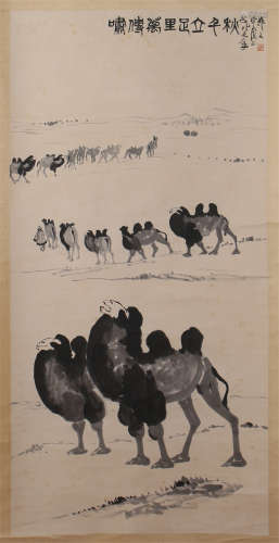 CHINESE SCROLL PAINTING OF CAMEL