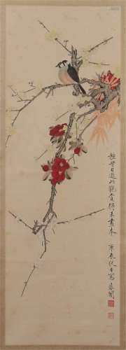 CHINESE SCROLL PAINTING OF BIRD AND FLOWER