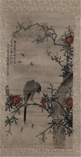 CHINESE SCROLL PAINTING OF BIRD AND FLOWER