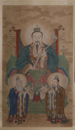 CHINESE SCROLL PAINTING OF SEATED BUDDHA