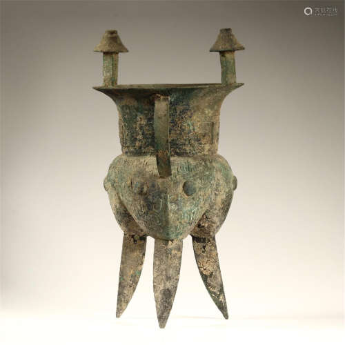 CHINESE ANCIENT BRONZE JUE CUP