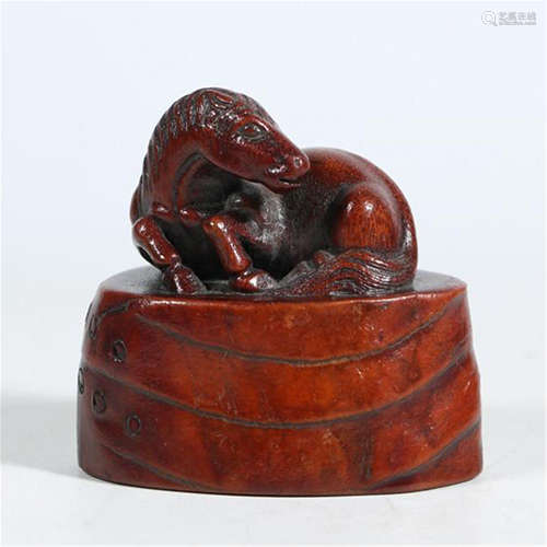 CHINESE BAMBOO ROOT HORSE SEAL