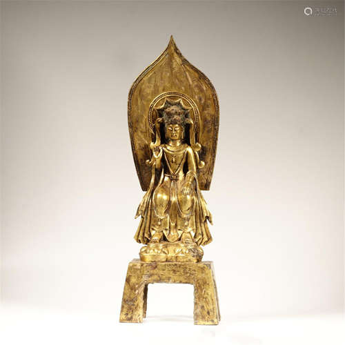 CHINESE GILT BRONZE STANDING BUDDHA