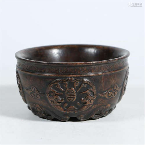 CHINESE AGALWOOD FLOWER BOWL