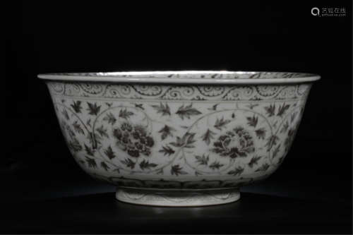 CHINESE PORCELAIN RED UNDER GLAZE FLOWER BOWL