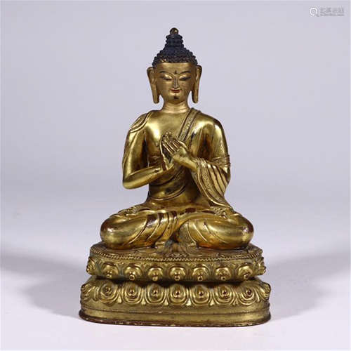 CHINESE GILT BRONZE SEATED SAKAYMUNI