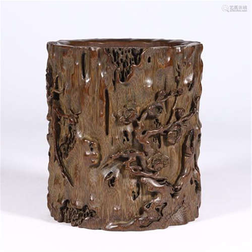 CHINESE BAMBOO CRAVED BRUSH POT