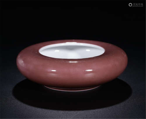 CHINESE PORCELAIN RED GLAZE WATER POT
