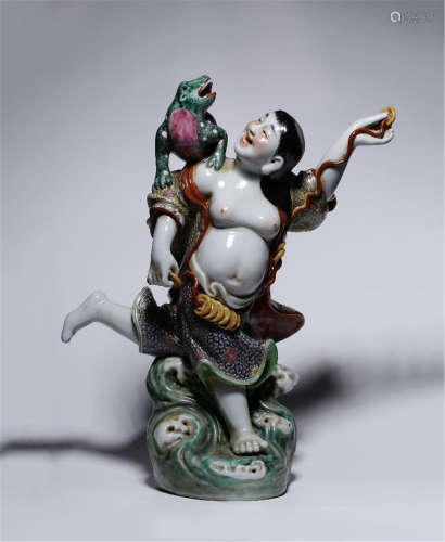 CHINESE PORCELAIN FAMILLE ROSE MAN WITH TOAD