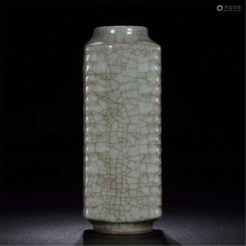 CHINESE PORCELAIN RU WARE CRACKED GLAZE CONG SQUARE VASE