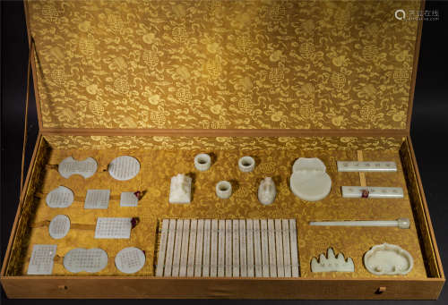 A COLLECTIONOF WHITE JADE SCHOLAR'S OBJECTS