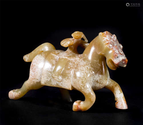 CHINESE ANCIENT JADE HORSE TABLE ITEM