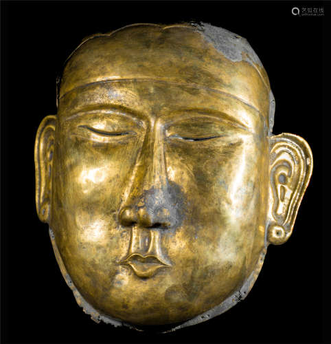 CHINESE GILT SILVER MASK