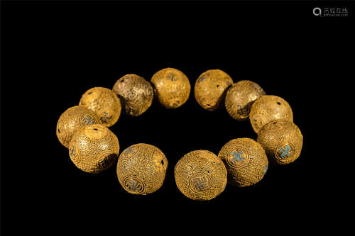 CHINESE PURE GOLD ENAMEL BEADS